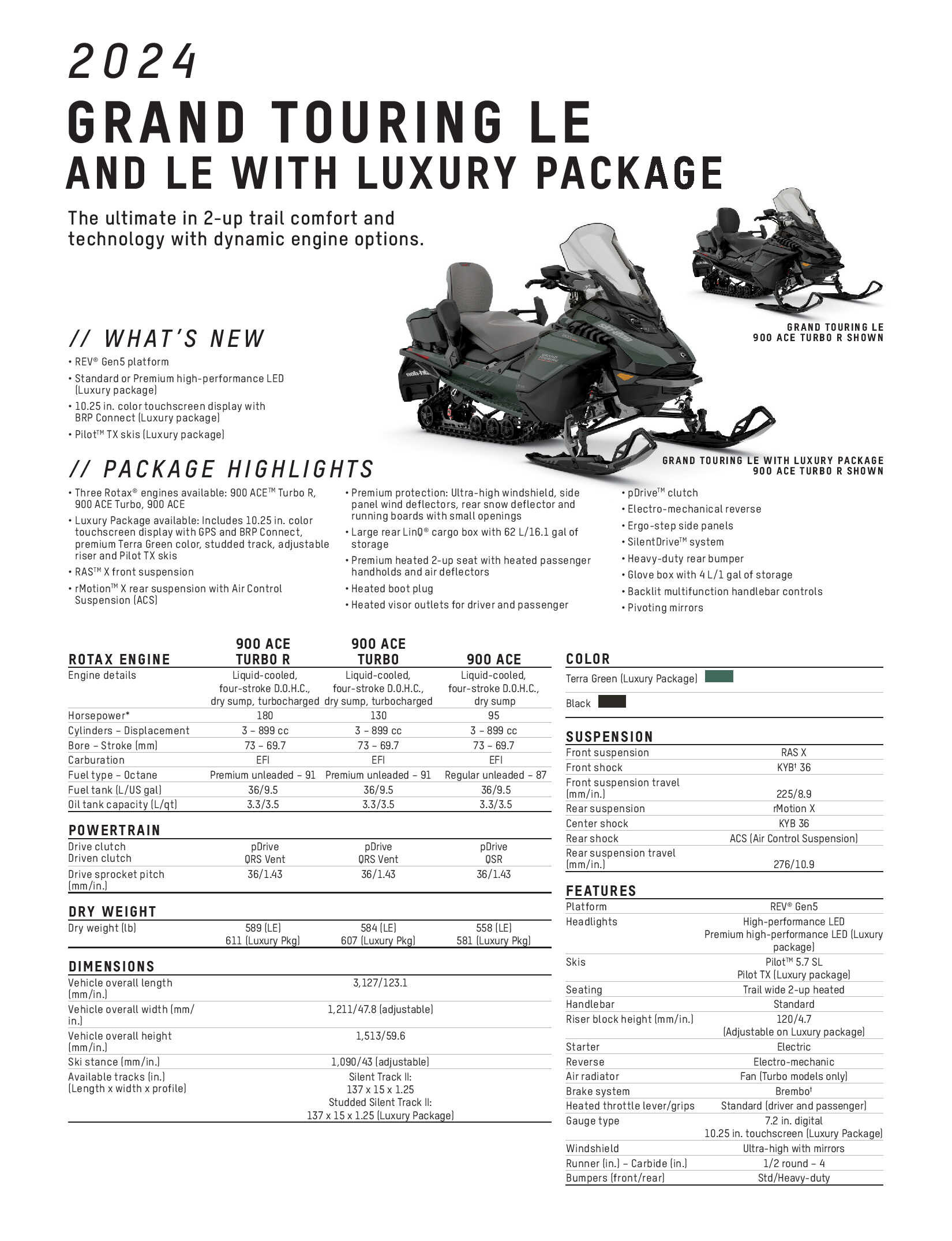 2024 Ski-Doo Grand Touring Luxury Package specs