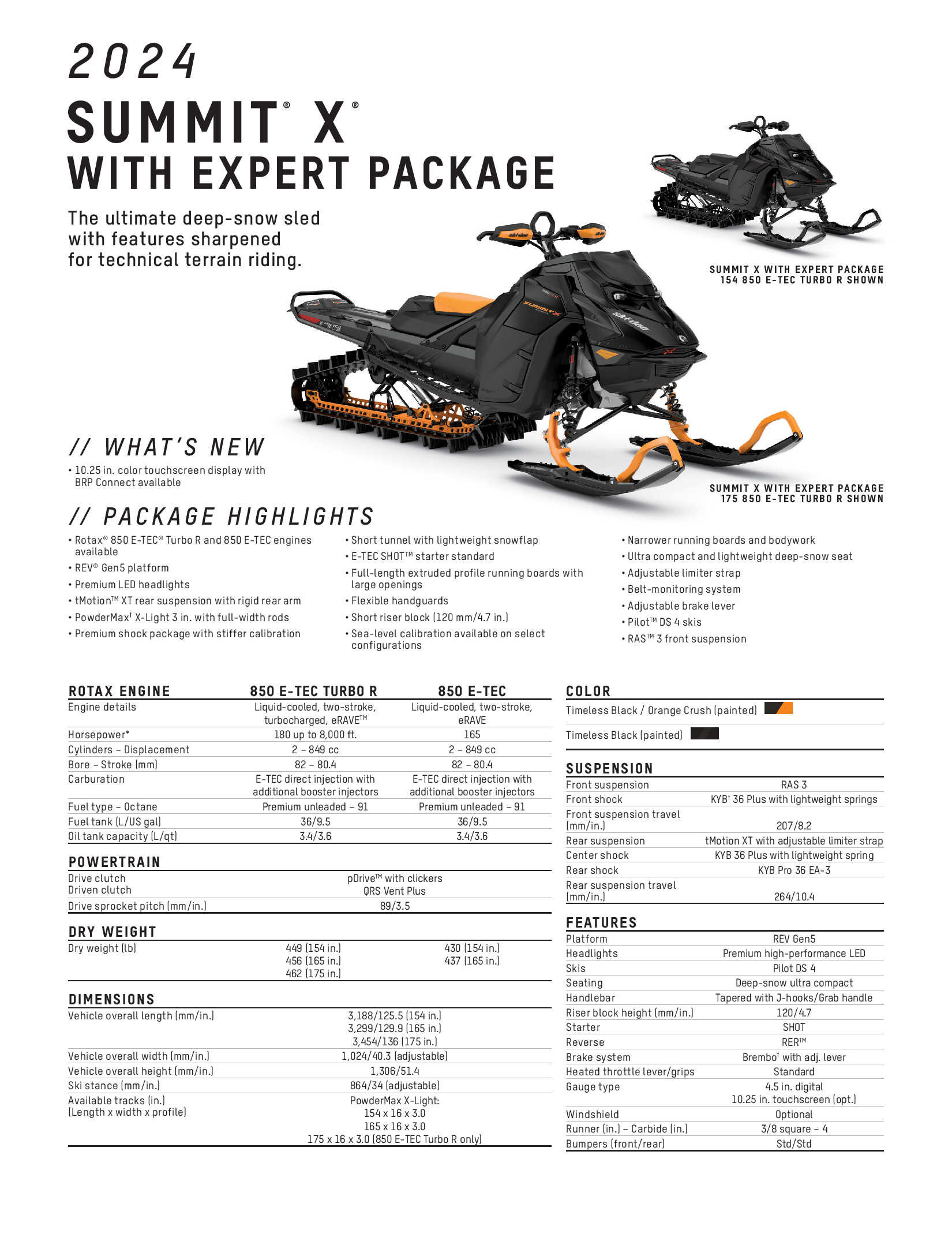 2024 Ski-Doo Summit X Expert Specs