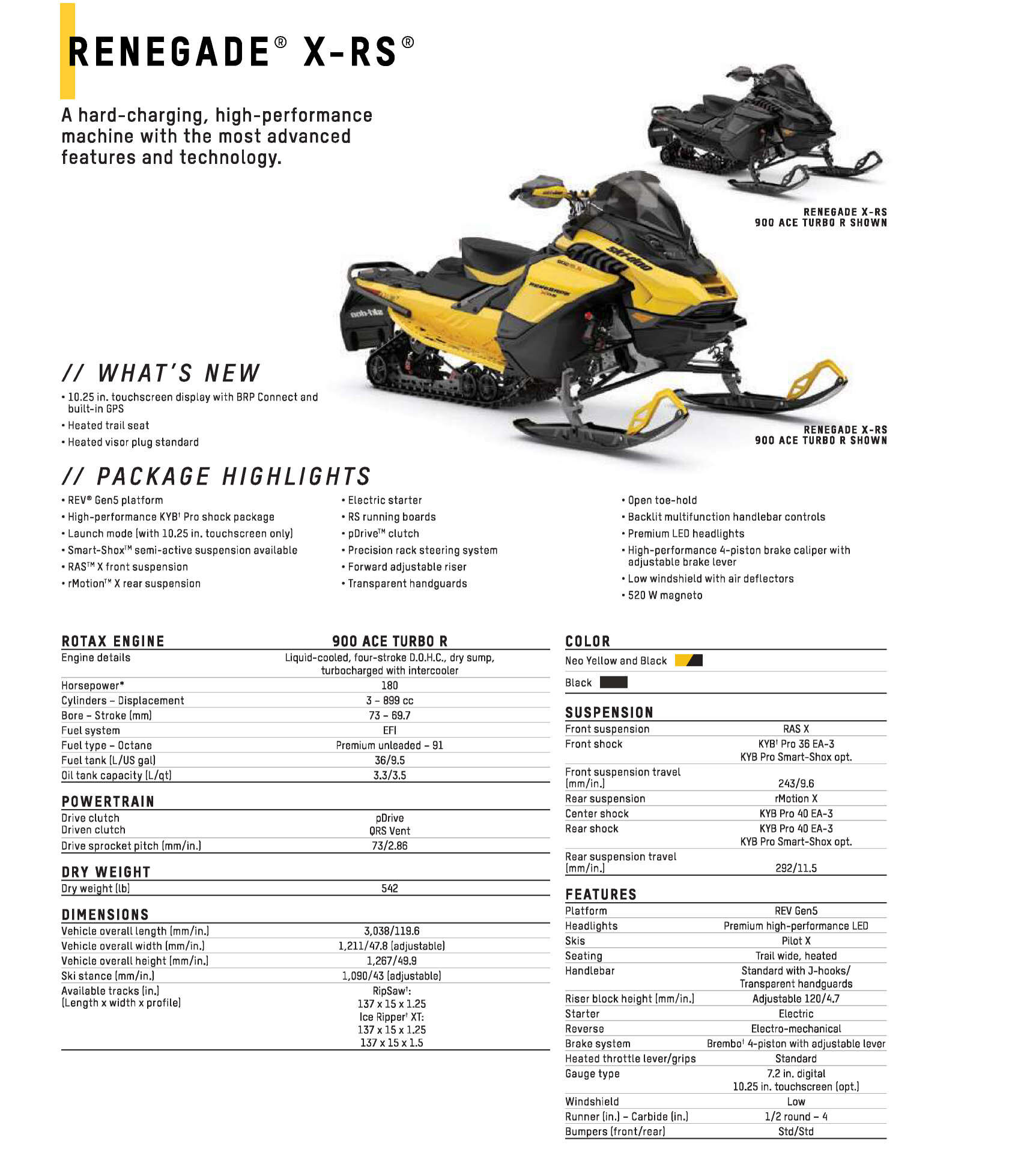 2025 Ski Doo Specs Renegade X-RS